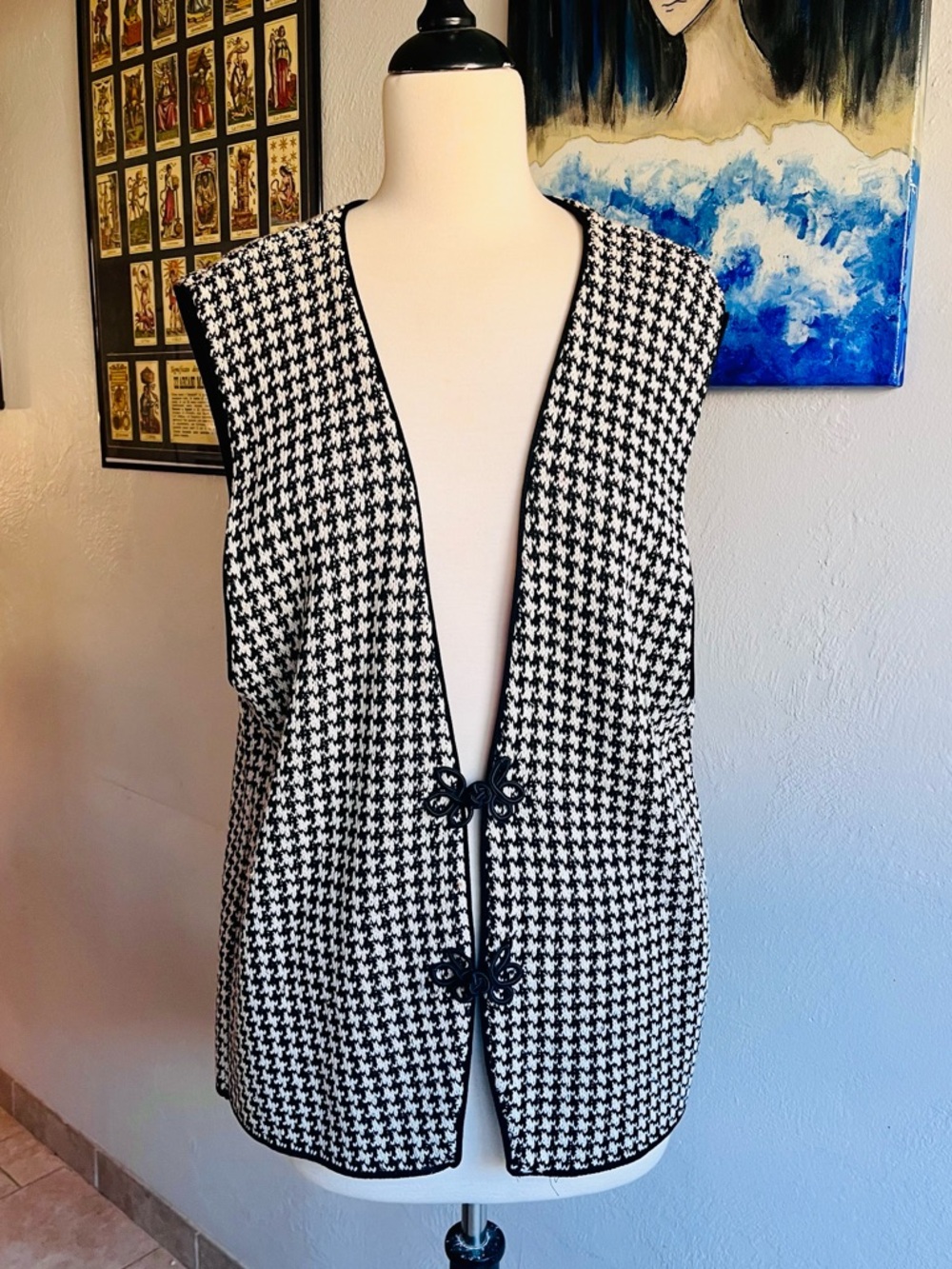 Vintage 80s Houndstooth Sweater Vest
